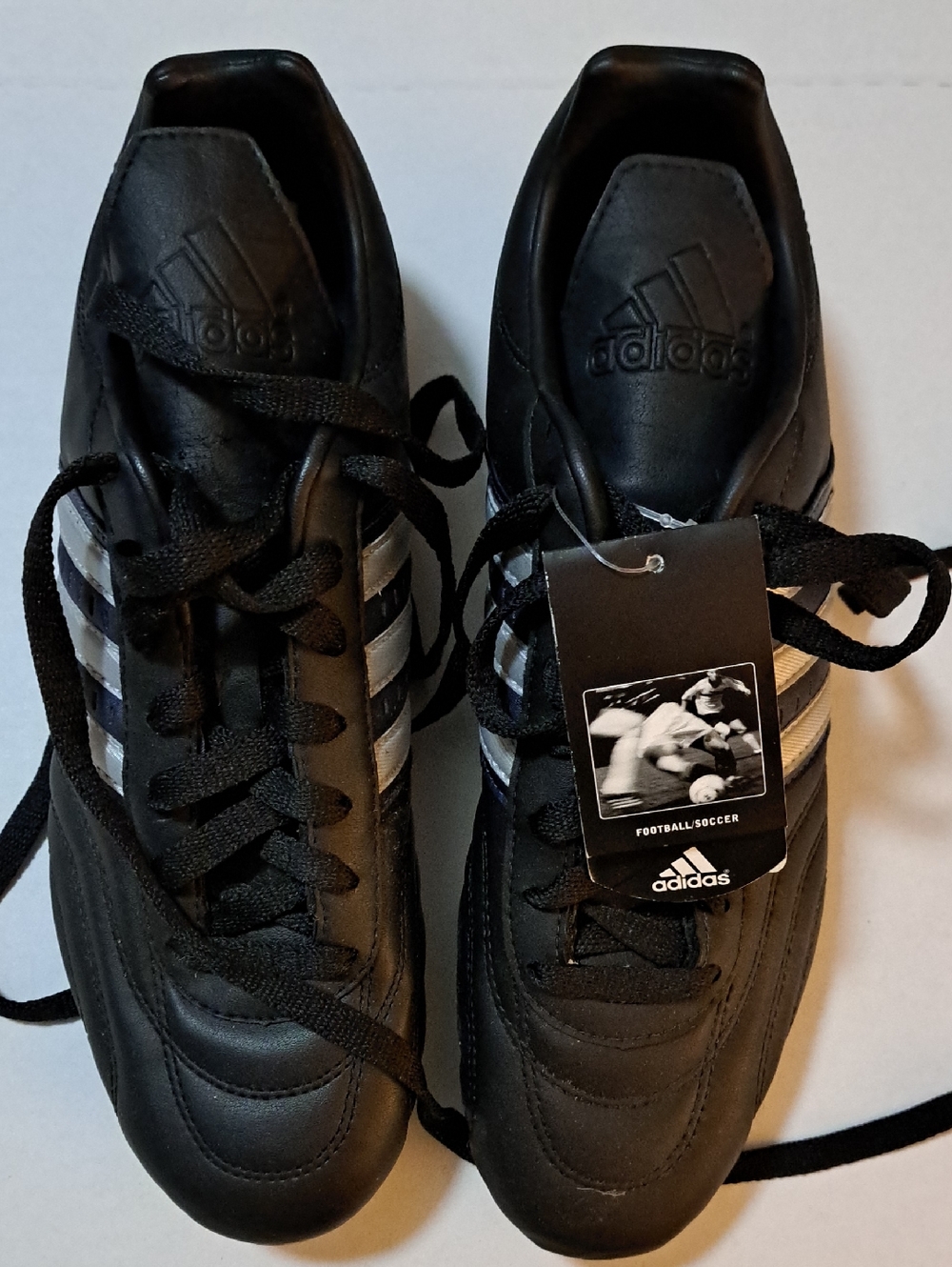 Adidas Black Athletic Football/Soccer Shoes with White Stripes